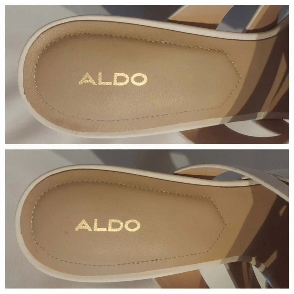 Aldo Womens White Leather Casuarina Open Toe Platform Heels Mules Sandals Size 9 - Picture 8 of 12